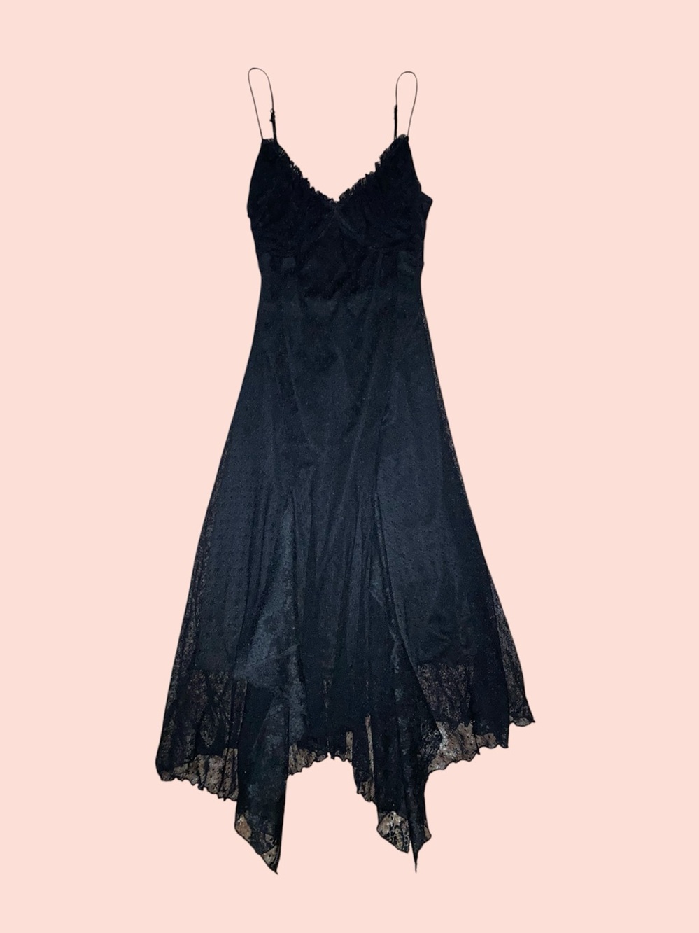 Vintage Black Lace Bias Cut Dress